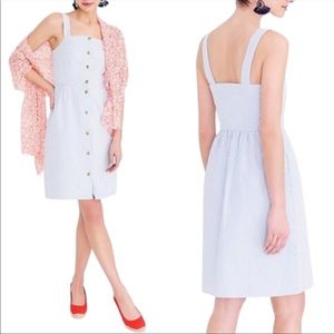 J Crew Button-Front Dress in Seersucker blue white
